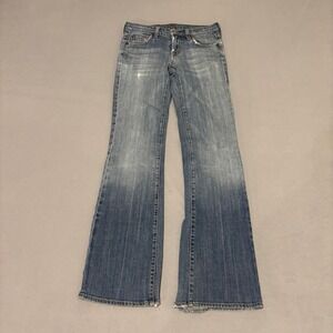 7 For All Mankind Bootcut Jeans Light Wash Low Rise Distressed Sz 25 Y2K Grunge